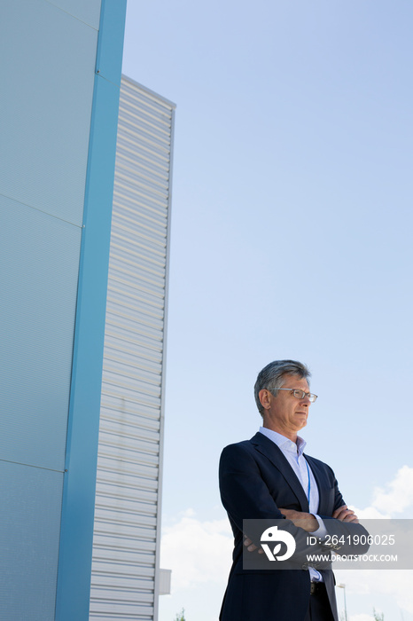 Corporate businessman standing on rooftop