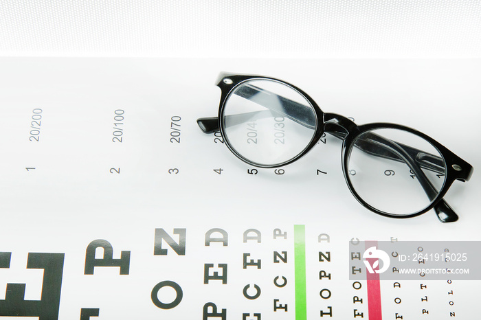 The Diagram of checking eyes  glasses Optometry medical background.