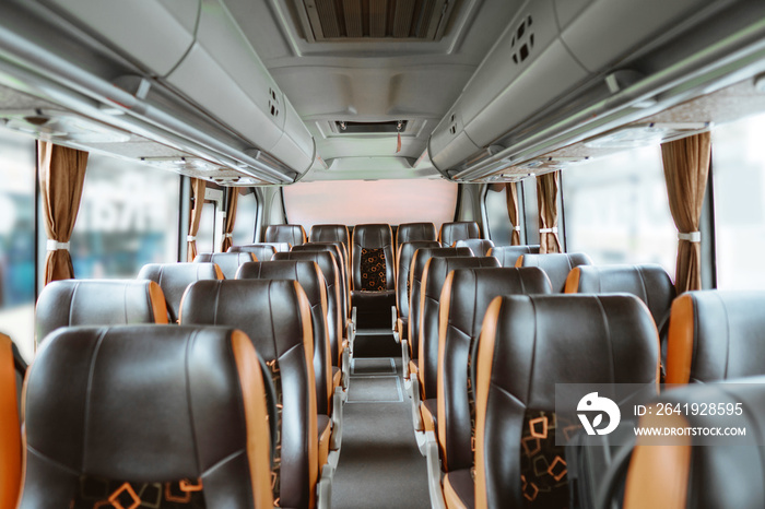 many empty seats without passengers on the bus