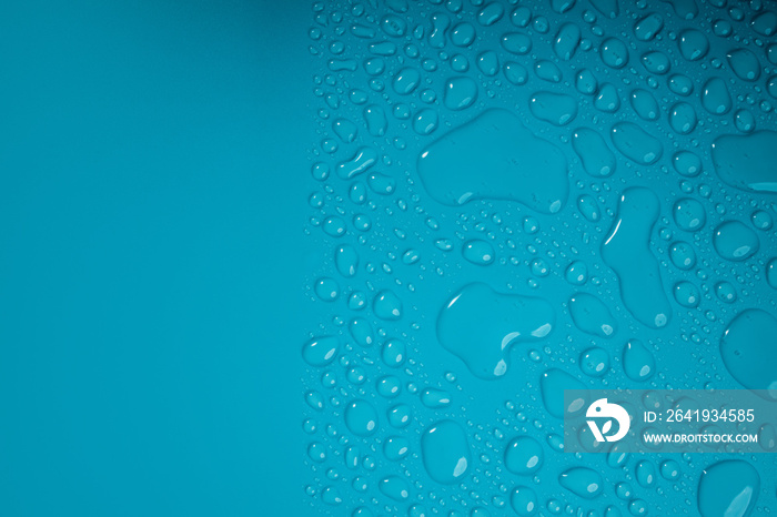 Water Drops on Blue Background. World Water Day Concept. Droplet Texture Surface. Environment Care. 