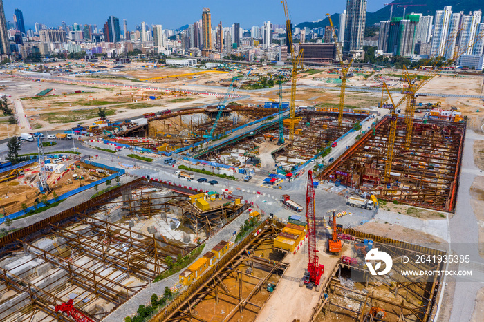 Top view of Hong Kong construction site