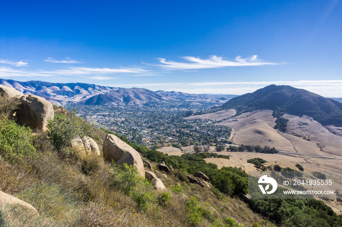 View towards San Luis Obispo taken from the trail to Bisho Peak, California