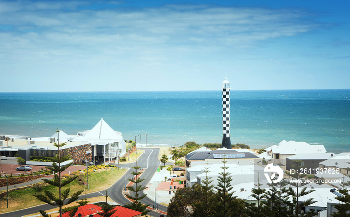 The view from the top of Marlston Hill Lookout Bunbury Western Australia WA with lighthouse