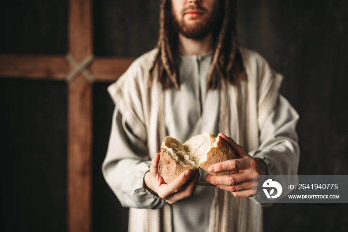 耶稣基督把面包送给忠诚的神圣食物