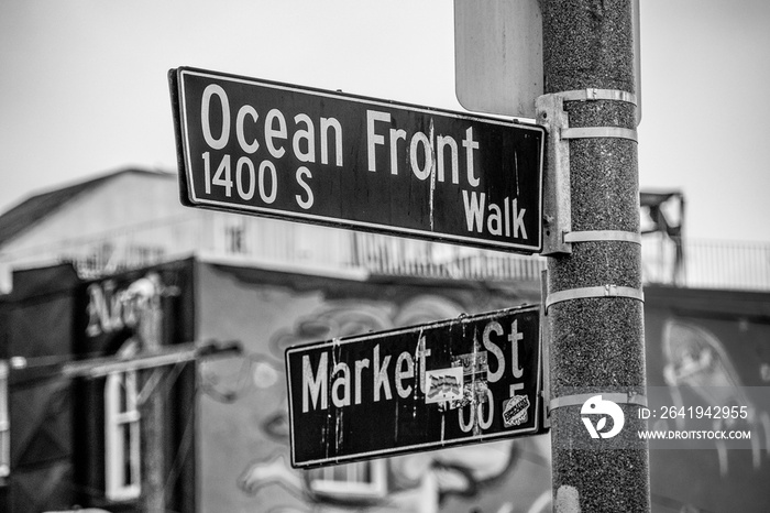 Ocean Front street sign in Venice Beach Los Angeles - travel photography