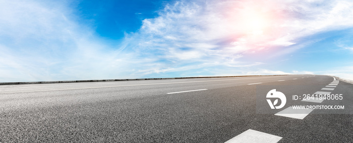 Empty highway road and sky clouds landscape,panoramic view