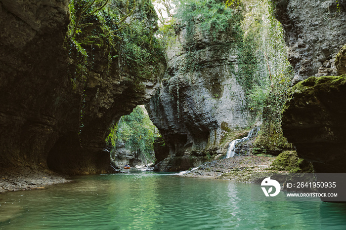 Beautiful natural canyon. Martvili canyon in Georgia