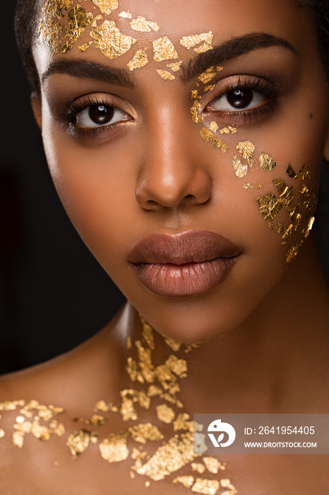 Beautiful young black woman with makeup