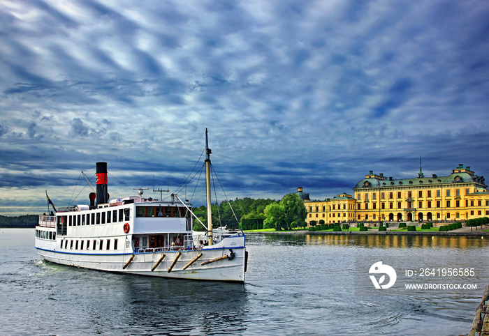 DROTTNINGHOLM PALACE, SWEDEN . The summer palace of the Swedish Royal Family, at lake Malaren.