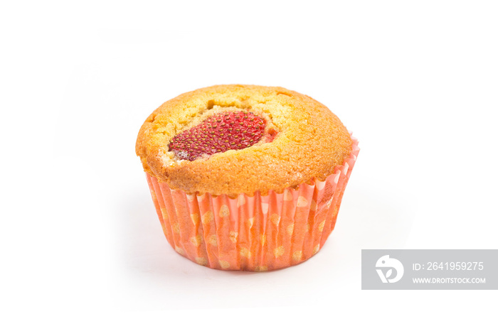 Strawberry muffins on white background