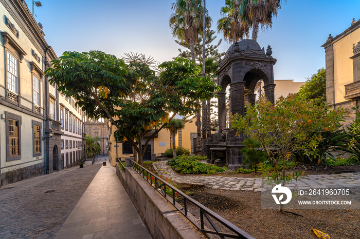 Espíritu Santo  heritage at sunrise. Las Palmas de Gran Canaria. Canary Islands