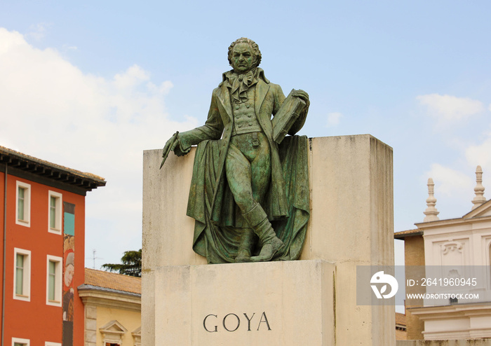 Statue of Goya in the center of Zaragoza, Spain