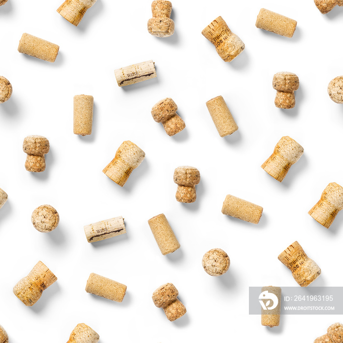 seamless pattern wine corks on a white backlit background. wine seamless pattern with corks and cork