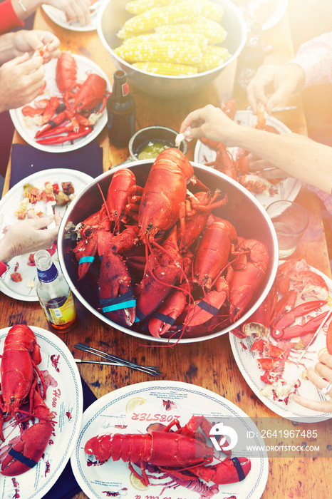 Family enjoying barbecue meal