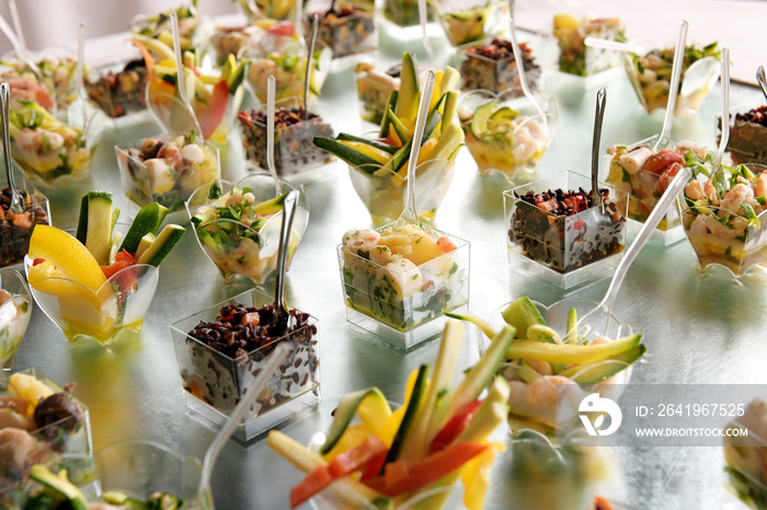 Colorful assortment of fresh fruit appetizers