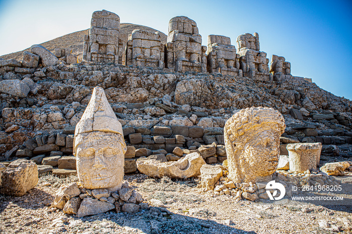 土耳其Nemrut山上的古代雕像。联合国教科文组织世界遗产Nemrut Mount，Kin