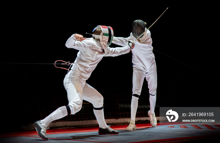 Fight at a fencing competition.