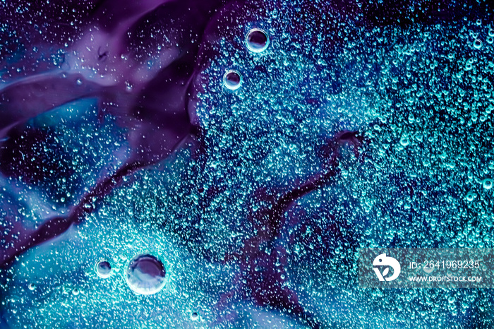 Abstract purple liquid background, paint splash, swirl pattern and water drops, beauty gel and cosme