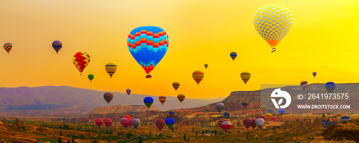 Colorful Hot Air Balloon In The Mountain sunrise
