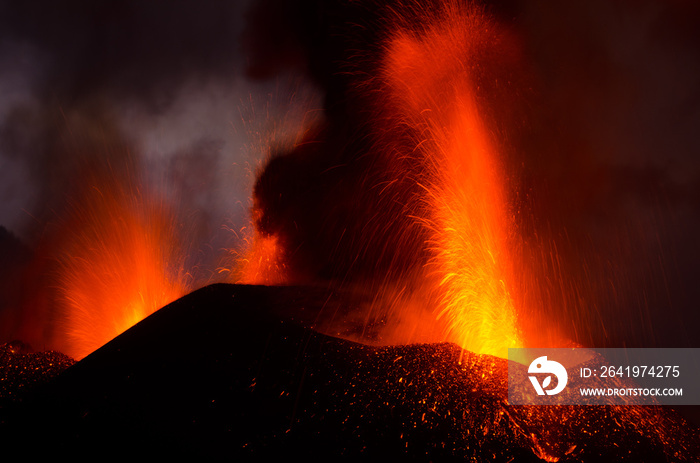 火山爆发。康布雷维耶哈自然公园。拉帕尔马。加那利群岛。西班牙。