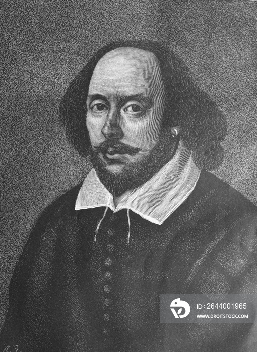 英国诗人、剧作家和英语演员威廉·莎士比亚的肖像