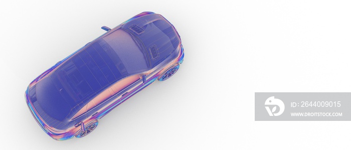 Wireframe rendering of autonomous electric car