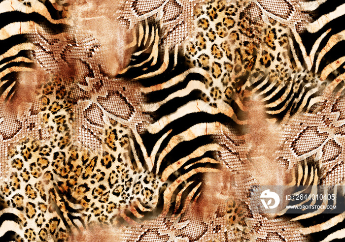 Seamless colorful leopard pattern, abstract zebra print.