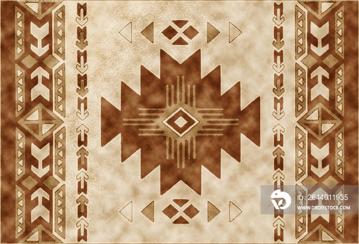 Carpet Vintage Style Tribal pattern with distressed texture and effect