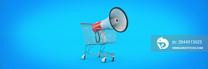 megaphone isolated, shopping offer concept. 3d rendering