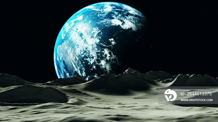 Planet Earth Viewed from the Moon 3d Illustration 3d render