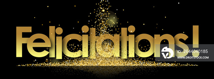 felicitations in golden stars and black background