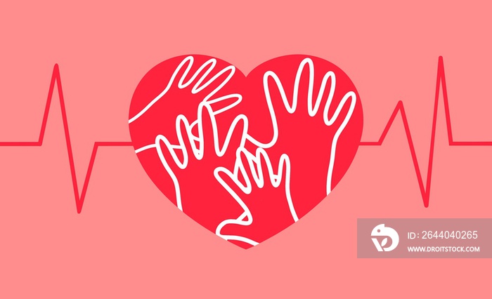 hands silhouette humanity solidarity health care heart on white background medical