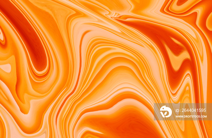 Colorful marble surface. Orange marble pattern of the blend of curves. Abstract pattern.