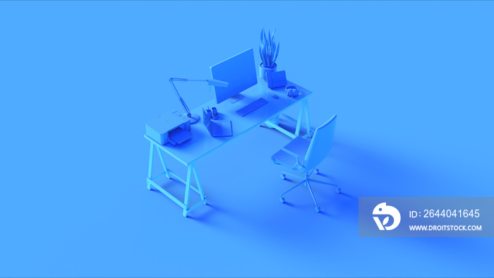 Blue Contemporary Office三维插图三维渲染