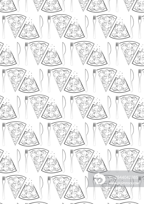 sliced ​​pizza vector illustration, sliced ​​mixed pizza illustration, pizza background menu pattern