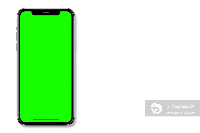 智能手机无框架模型。Infographic的绿屏智能手机的空白屏幕工作室拍摄