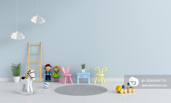 Table and chair in child room interior for mockup