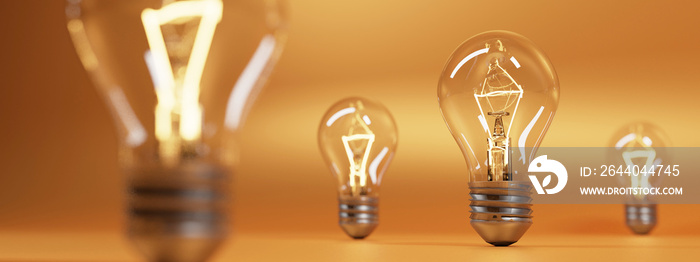 bulb on orange background. 3D rendering.