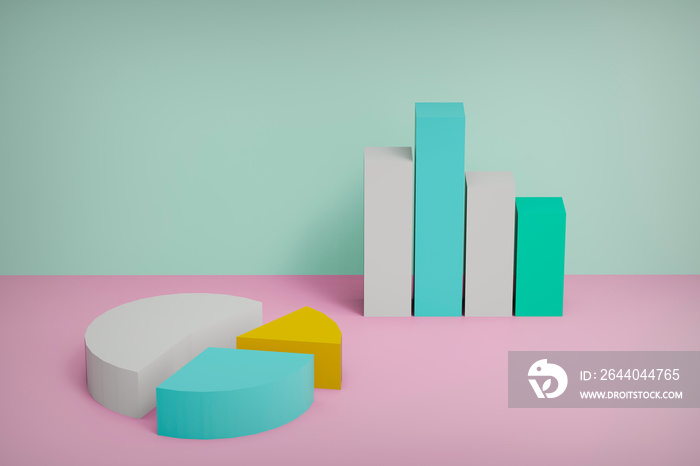 pastel colors Growing bar graphs and pie chart