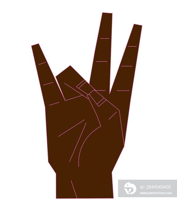 Diverse Hand Signals Number 7 ASL Dark Skin Tone