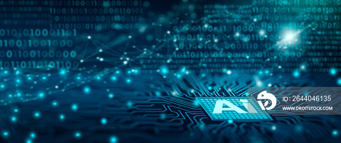 Ai chipset on computer circuit board. Artificial intelligence, Data mining, and Deep learning modern