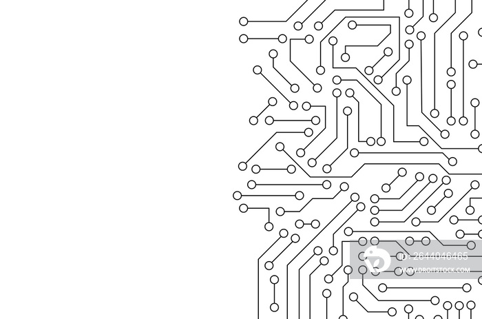 白色电路板图案纹理。数字计算机技术概念的高科技背景。3d