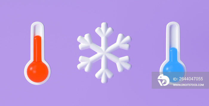 Set of 3D Weather icons for forecast design application and web. 3d render illustration.