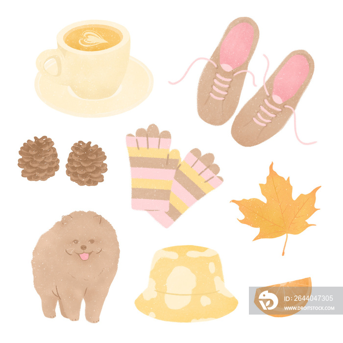 self care kit icons outdoor and fall on transparent background
