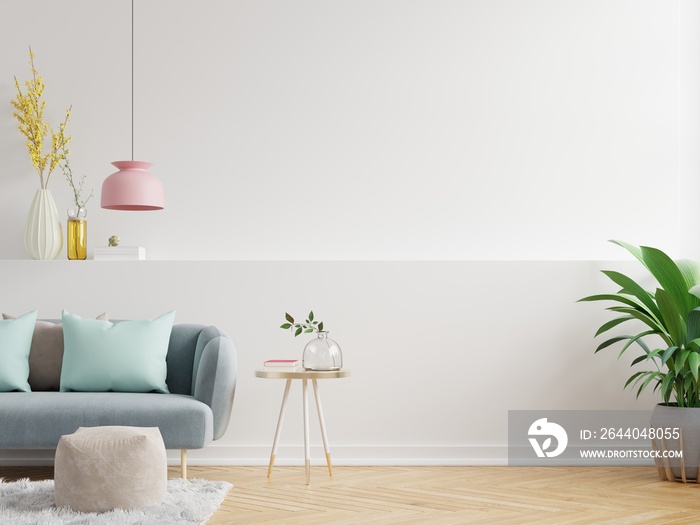 Living room interior wall mockup have sofa and decoration.