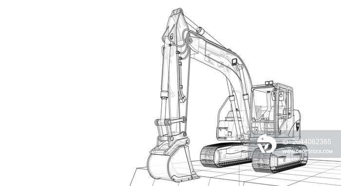 excavator machinery soncept 3d illustration