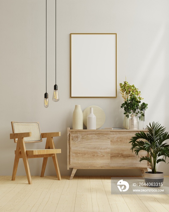 Mockup frame in living room interior,Scandinavian style.