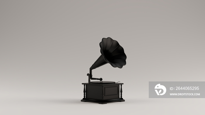 Black Vintage Gramophone 3d illustration 3d render