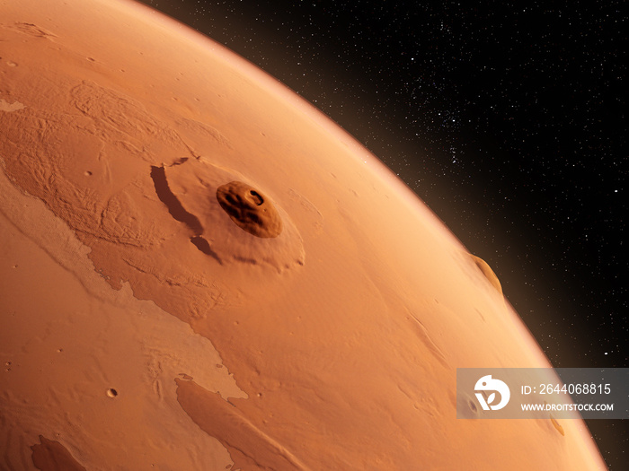 火星-奥林巴斯蒙斯的三维渲染图