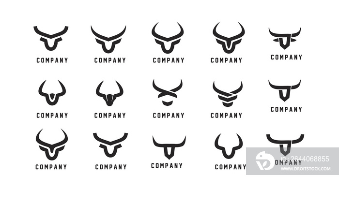 套装系列牛头抽象简约现代黑色标志图标设计插图隔离backgro